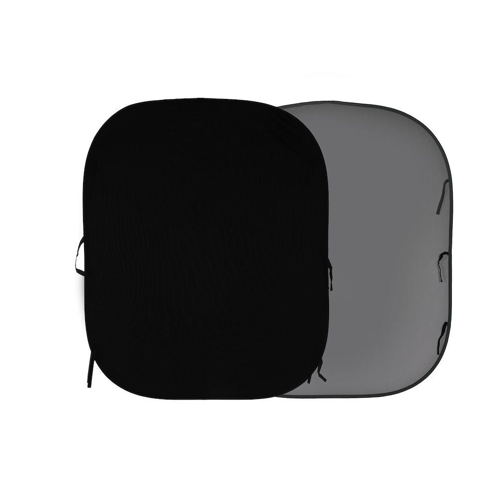 Fondo plegable liso 1,8 x 2,15m Negro / Gris medio thumbnail